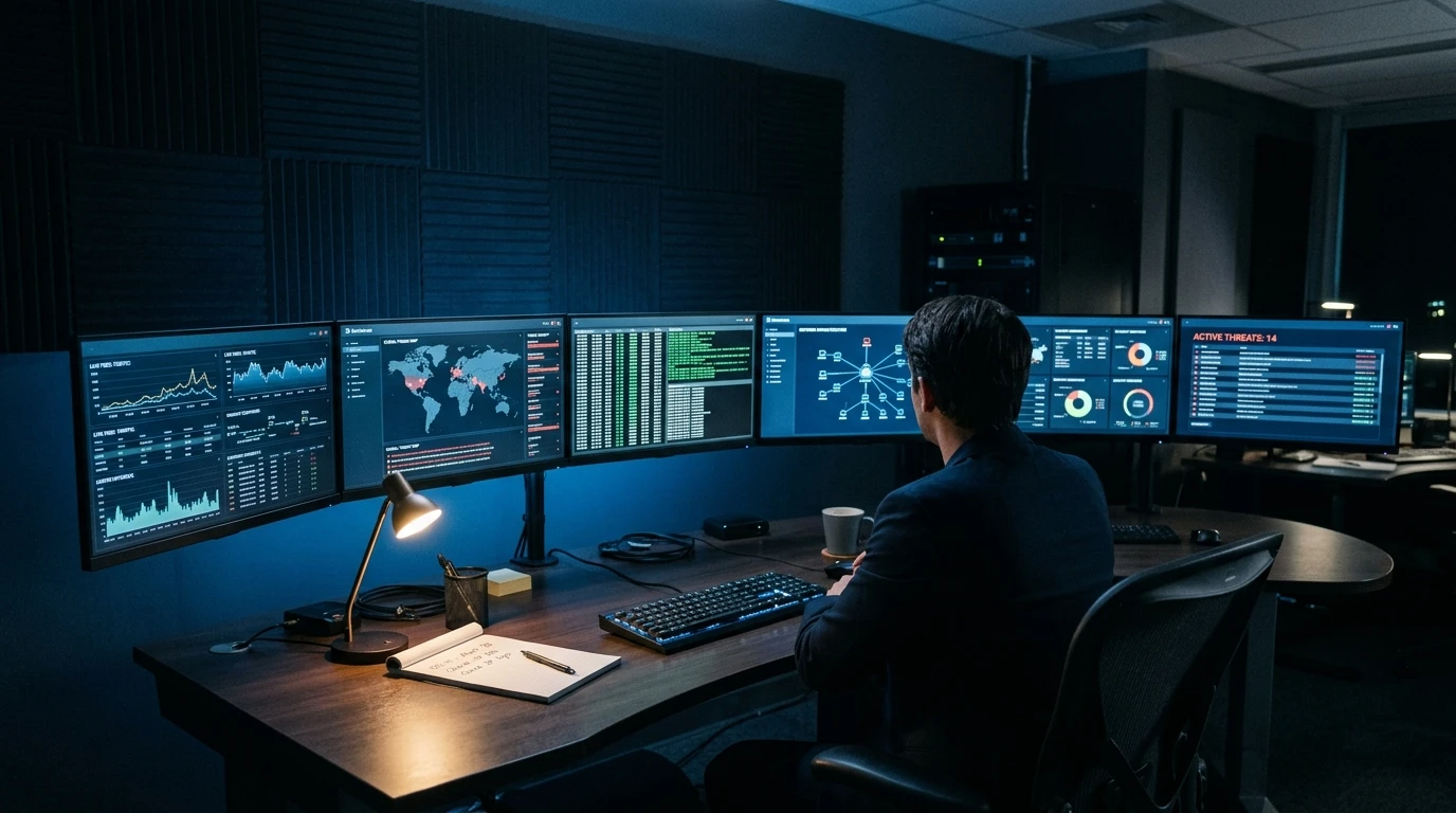 Sala de monitorización de la integridad del tenis con pantallas de seguimiento de cuotas y alertas
